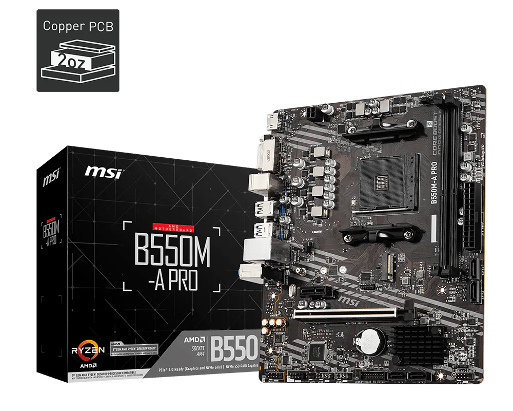 MSI B550M-A PRO 보드 레이아웃